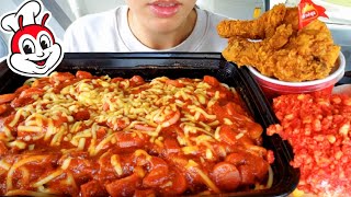 ASMR EATING CAR MUKBANG JOLLIBEE FRIED CHICKEN CHEESEBURGER SPAGHETTI REAL Sound 먹방 TWILIGHT SHOW [upl. by Osnofledi]