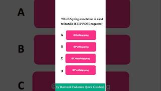 Spring Boot Quiz 32  Which Spring annotation is used to handle HTTP POST requests springboot quiz [upl. by Rfinnej]