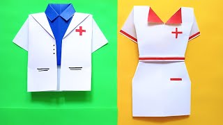 Origami Doctor and Nurse Uniform  Easy Paper Tutorials  Easy Paper Crafts [upl. by Ifar113]