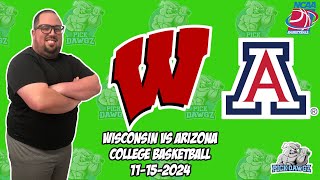 Wisconsin vs Arizona 111524 Free College Basketball Picks and Predictions  NCAAB Pick [upl. by Felicie]