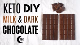 Keto DIY Milk Chocolate  Dark Chocolate  LowCarb DIY Chocolate Recipe [upl. by Lulita]