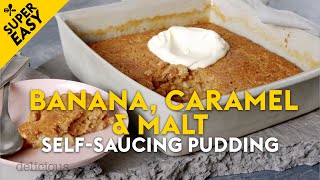 Gloriously gooey banana caramel selfsaucing pudding recipe  delicious Australia [upl. by Annoda]