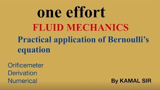 Fluid mechanics l application of Bernoulli’s equation l orifice meter derivation and with numerical [upl. by Enyalahs]