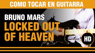 Como tocar Locked out of heaven de Bruno Mars en guitarra CLASE TUTORIAL [upl. by Azalea]