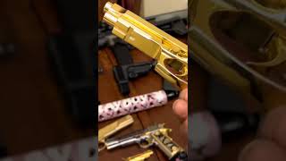 golden 1911 pistol golden revolver pistol golden guns subscribe for more shop black Rambo ammo [upl. by Brabazon]