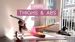 Day 1  1 Month Pilates Plan  10MIN inner thighs amp lower ab burn  no equipment or repeats [upl. by Klinger663]