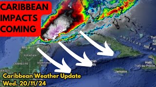 Caribbean to be Impacted With Increased Rain Temperature Dip from Incoming Front • 201124 [upl. by Seth]