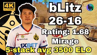 bLitz 2616 FACEIT 5stack 3500ELO mirage  Oct 23 2024 cs2 pov [upl. by Hoy]