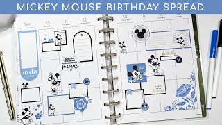 Plan With Me  Mickey Mouse Birthday Spread  Happy Planner [upl. by Einahpts]