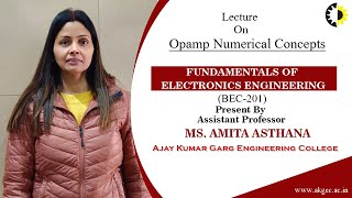 Opamp Numerical Concepts Fundamentals of Electronics Engineering lecture 02 By Ms Amita Asthana [upl. by Gaskin419]