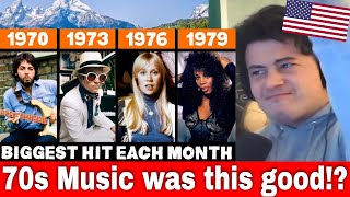 Reacting to the Most Popular Song Each Month in the 70s [upl. by Anauqahc577]