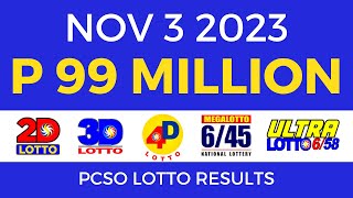 Lotto Result November 3 2023 9pm PCSO [upl. by Aniweta]