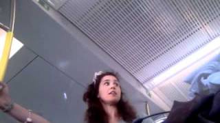 Crazy woman freaks out on communter train to Stockholm [upl. by Notgnillew289]