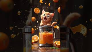 Kitten Made Out Of ORANGE Ends Up In The JUICER kitten funny catlover kitty [upl. by Einattirb]