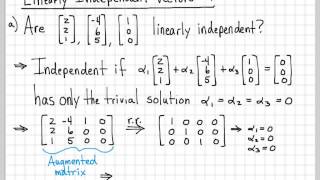 Linear Algebra Example Problems  Linearly Independent Vectors 1 [upl. by Notfilc]