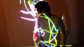 Projection Test of the Colorful RealTime Reality Augmenting Hand Powered Graffiti Device [upl. by Stichter]