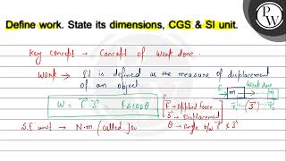 \ P \ Define work State its dimensions CGS \amp SI unit [upl. by Silrak]