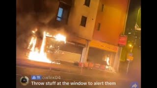 BREAKING FOOTAGE🚨FIRE SET TO HOUSEAPARTMENTS IN BELFAST RIOTS PEOPLE MAY BE TRAPPED OR IN PROPERTY [upl. by Launce]