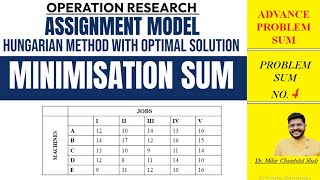 Assignment Model  Minimization sum Operation Research TYBMS  Problem Sum no4 Dr Mihir C Shah [upl. by Derfiniw869]