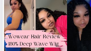 WOWEAR HAIR  DEEP WAVE HAIR 30IN  180 DENSITY HD LACE WIG REVIEW ✨ [upl. by Hershel]