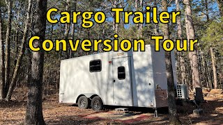 85x18 Cargo Trailer Toy Hauler Conversion Tour  Tiny Home Camper [upl. by Jeannette44]