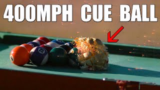 400MPH Pool Break with a Cannon at 80000FPS  The Slow Mo Guys [upl. by Gypsy]