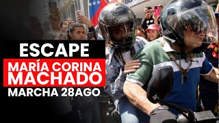 ESCAPE DE MARIA CORINA MACHADO  Marcha 28 de agosto en Caracas  Venezuela [upl. by Ayikahs]