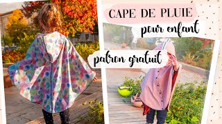 TUTO  💦 CAPE DE PLUIE 🌧  PATRON GRATUIT 🎁 [upl. by Memberg]