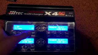 Hitec x4 AC plus How to charge a LiFe LiIon battery [upl. by Anaiv]