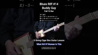 Blues Riff 14 Buddy Guy What Kind Of Woman Is This No Chat 3 String Cigar Box Guitar Lesson [upl. by Leontina]