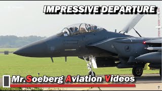 IMPRESSIVE Departure 4x F15E STRIKE EAGLE at Volkel [upl. by Anirehs]