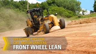 Cat Motor Grader Application Training Front Wheel Lean [upl. by Ailiec]