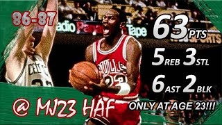 Michael Jordan Playoffs Career High Highlights 1986 ECR1 G2 vs Celtics  63pts 720p 60fps [upl. by Isbel207]