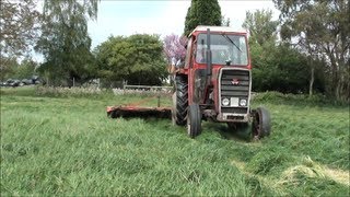 mowing for silage with an MF 265 and Fahr mower [upl. by Anauj899]