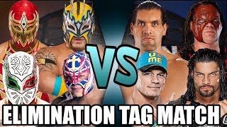 Sin Cara Kalisto Rey Mysterio amp Metalik vs Reigns Cena Kane amp Great Khali Elimination Tag [upl. by Lethia787]