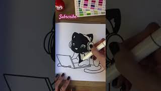 Cat 🐱 cat asmr drawing colouring shorts youtubeshorts [upl. by Akcirre]