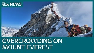 Striking image reveals reality of overcrowding on Mount Everest  ITV News [upl. by Gert167]