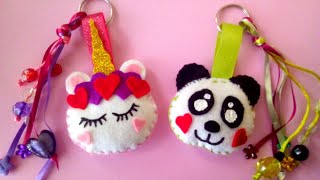 🐼🎠 PANDA Y UNICORNIO con CORAZONES 💗 LLAVEROS ORIGINALES de FIELTRO fáciles y bonitos paso a paso [upl. by Abramson]