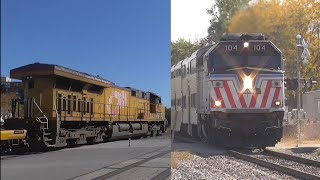 RARE UP 7400 Pink Ribbon Breast Cancer Awareness leads Military Train at Arlington Heights [upl. by Dillon]