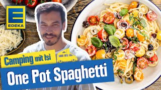 One Pot Spaghetti  Pasta Rezepte mit Frischkäse amp Tomaten  Camping mit Isi [upl. by Denney]