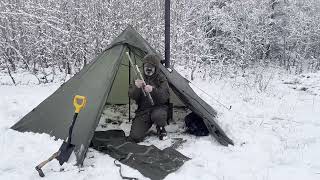 Camping in the mountains during a blizzard When I woke up the tent was all white [upl. by Ainahpets]