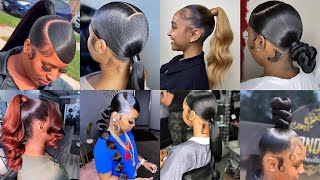 New amp Latest Sleek Ponytail Hairstyles For Black Women 2023  Cute [upl. by Wyly]