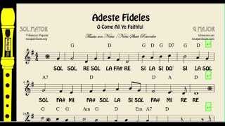 Adeste Fideles Partitura con Notas de Flauta O Come All Ye Faithful [upl. by Atsirt1]