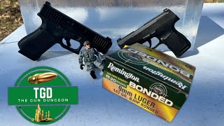 Remington Golden Saber Bonded 9mm 147gr Clear Ballistics Gel Test Glock 19 and Sig P365 [upl. by Bovill]