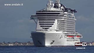 A bordo della nave da crociera più grande dItalia la MSC SEASIDE AL PORTO DI MESSINA [upl. by Chappy]