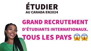 🚨Étudier Au Canada 🇨🇦 en 2024 Grand Recrutement d’étudiants internationaux Tous Les Pays🔔 [upl. by Trebleht]