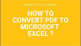 Readiris 16 Mac How to convert PDF to Microsoft Excel [upl. by Fredella121]