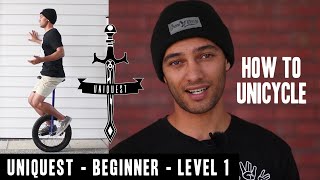 Beginner Unicycling  UNIQUEST  Level 1 [upl. by Nylyoj]