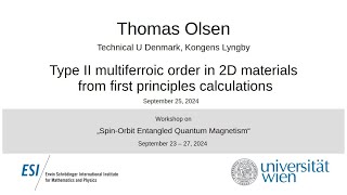 Thomas Olsen  Helical ground state and magnetoelectric properties of twodimensional Nb3Cl8 [upl. by Anerak]