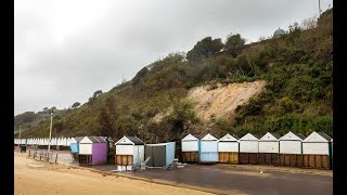 Strong winds at Bournemouth Beach amp landslide aftermath as Storm Ashley weather warnings are issued [upl. by Ambrogino]